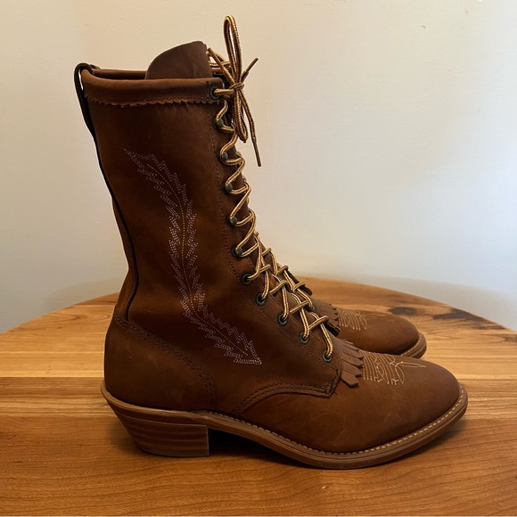 Abilene Boots Men’s Brown 12” Western Packer Boots Soft Round Toe #6046 size 12 - Picture 2 of 10